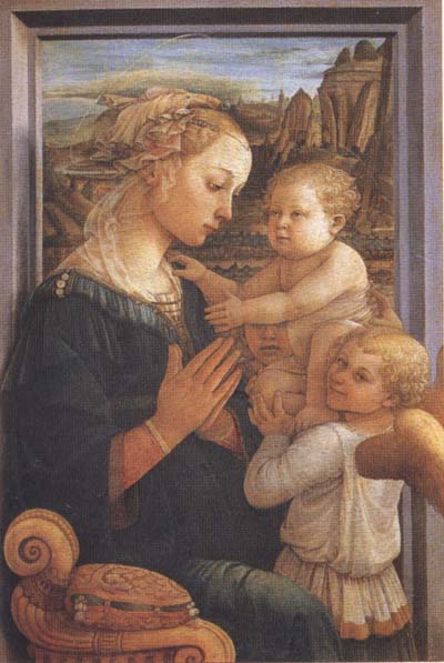 Filippo Lippi,Madonna with Child and Angels or Uffizi Madonna